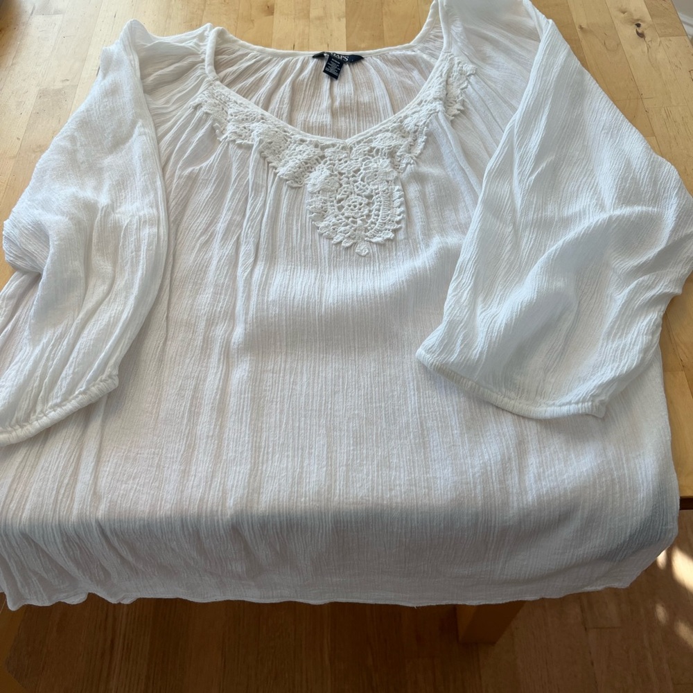 White Lace Detail Women's Top